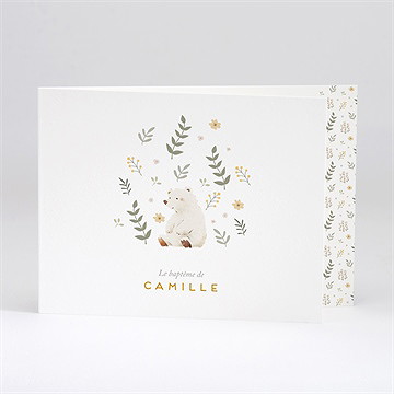 Faire-part de baptême nounours plié