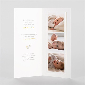 Faire-part de baptême nounours photomaton - Intérieur du faire-part