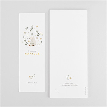 Faire-part de baptême nounours photomaton - Dos du faire-part