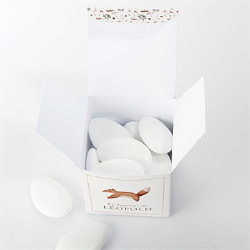 Boîte de dragées baptême renard en forêt - Intérieur de la boîte