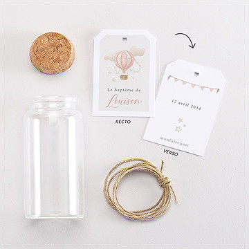 Mignonette baptême la montgolfière étiquette - Vue d'ensemble