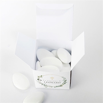 Boîte de dragées baptême l'eucalyptus - Intérieur de la boîte