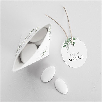 Boîte de dragées baptême l'eucalyptus étui - Intérieur de la boîte