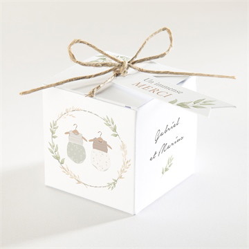 Boîte de dragées baptême jumeaux body