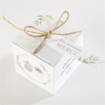 Boîte de dragées baptême jumeaux body - Dessus de la boîte