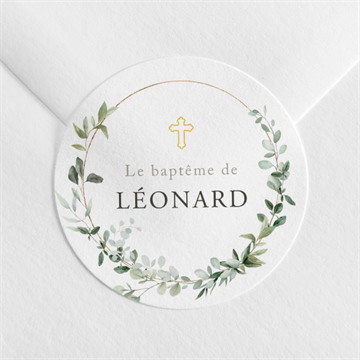 Sticker baptême l'eucalyptus étiquette