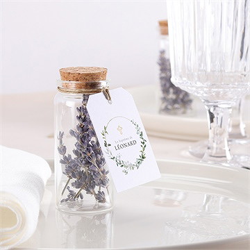 Mignonette baptême l'eucalyptus étiquette