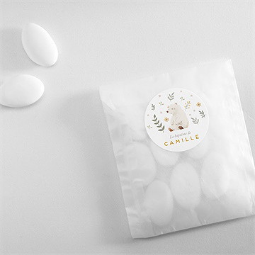 Sticker baptême nounours - Mise en situation