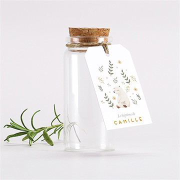 Mignonette baptême nounours étiquette