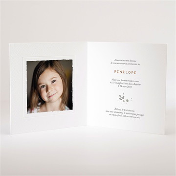 Faire-part communion petite fille - Intérieur du faire-part