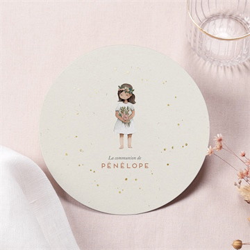 Faire-part communion petite fille dorure