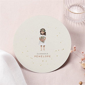 Faire-part communion petite fille dorure