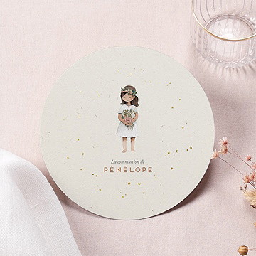 Faire-part communion petite fille dorure