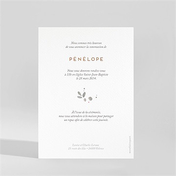 Faire-part communion petite fille portrait - Dos du faire-part