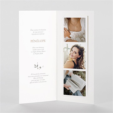 Faire-part profession de foi trésor - Intérieur du faire-part