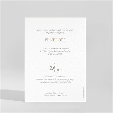 Faire-part profession de foi trésor portrait - Dos du faire-part