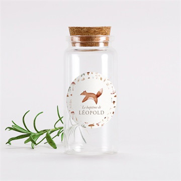 Mignonette baptême renard en forêt gaufrage