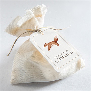 Etiquette baptême renard en forêt - Mise en situation