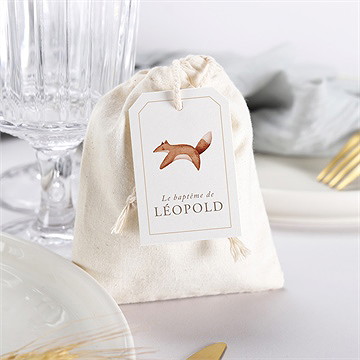 Pochon baptême renard en forêt - Mise en situation