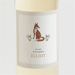 Etiquette de bouteille baptême le renard