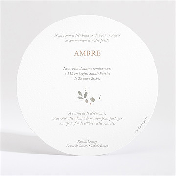 Faire-part communion beauté au naturel dorure - Dos du faire-part