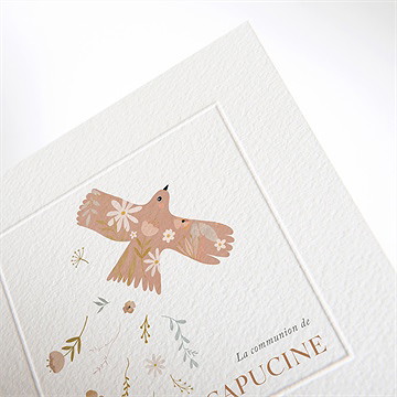 Faire-part communion belle colombe - Détail du faire-part