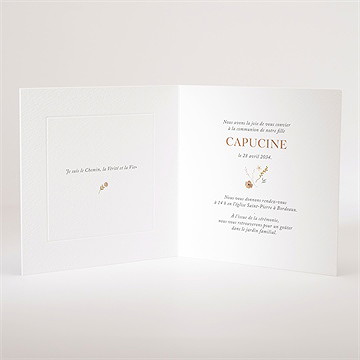 Faire-part communion belle colombe - Intérieur du faire-part