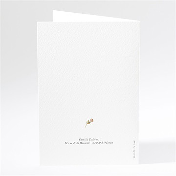 Faire-part communion belle colombe plié - Dos du faire-part