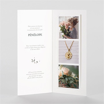 Faire-part communion jolie bohème - Intérieur du faire-part