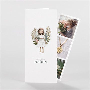Faire-part communion jolie bohème - Vue d'ensemble
