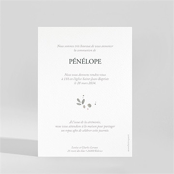 Faire-part communion jolie bohème portrait - Dos du faire-part