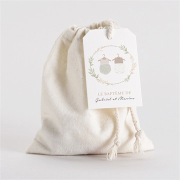 Pochon baptême jumeaux body