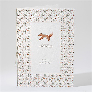 Livret de messe baptême renard en forêt