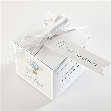 Boîte de dragées baptême ma montgolfière - Dessus de la boîte