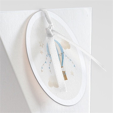 Boîte de dragées baptême ma montgolfière étui - Détail de la boîte