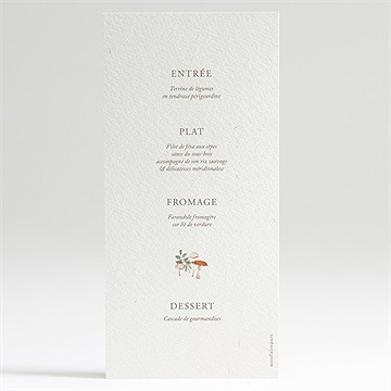 Menu baptême renard en forêt - Dos du menu