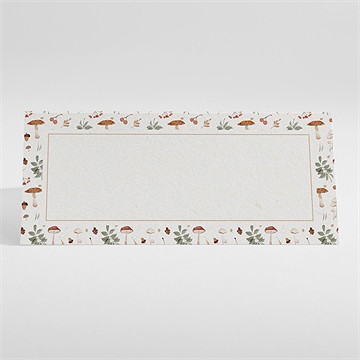 Marque-place baptême renard en forêt - Dos du marque-place