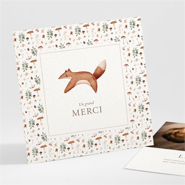 Remerciement baptême renard en forêt gaufrage