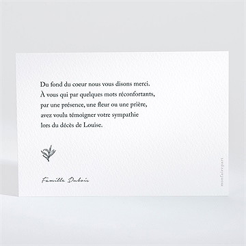 Remerciement décès sobre hommage paysage - Dos du carton
