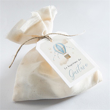 Etiquette baptême ma montgolfière - Mise en situation