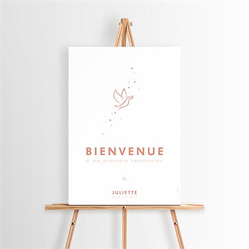 Panneau bienvenue colombe dorée