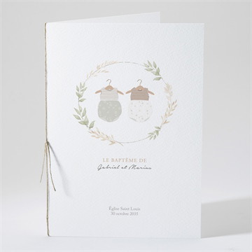Livret de messe baptême jumeaux body