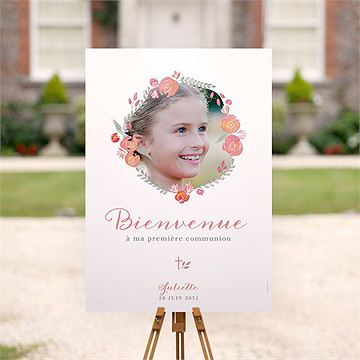 Panneau bienvenue couronne aquarelle - Mise en situation