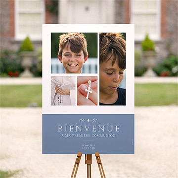 Panneau bienvenue bleu myosotis - Mise en situation