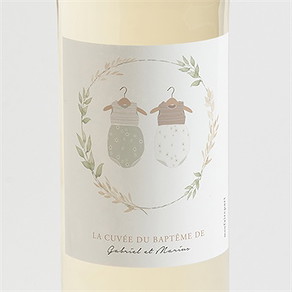 Etiquette de bouteille baptême jumeaux body
