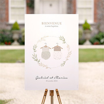 Panneau bienvenue jumeaux body - Mise en situation