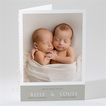 Livret de messe baptême petits jumeaux dorure