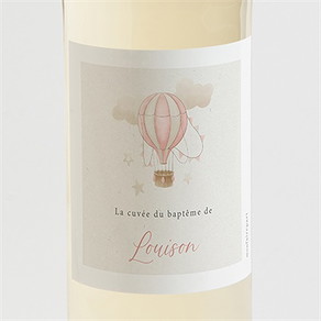 Etiquette de bouteille baptême la montgolfière