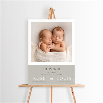 Panneau bienvenue petits jumeaux dorure