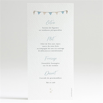 Menu baptême ma montgolfière - Dos du menu